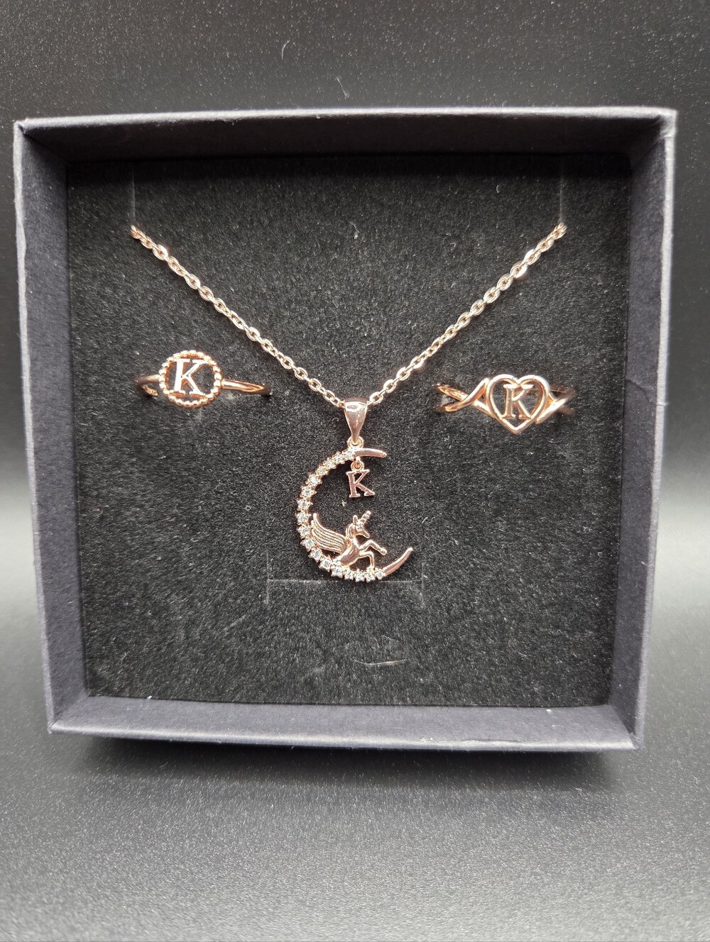 Girls 3 Piece Jewelry Set Intial K